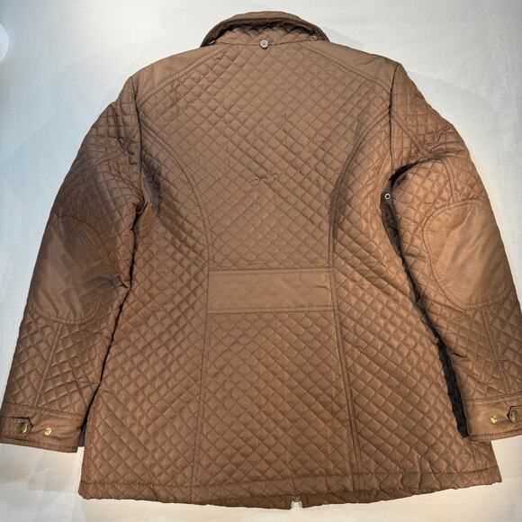 Details Intl Brown Quilted Jacket Womens Large Lightweight Snap Pocket Coat - Picture 8 of 8